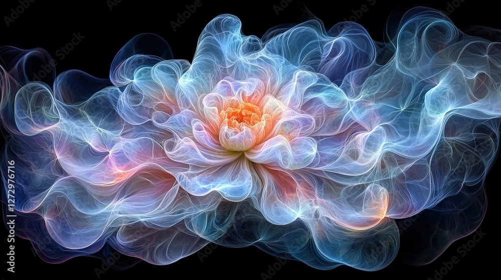 Obraz premium A beautiful flower surrounded by colorful smoke clouds creating an ethereal atmosphere