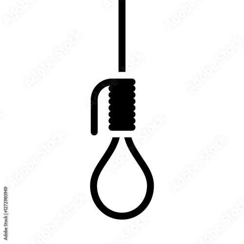 Rope hanging loop icon. Suicide rope noose