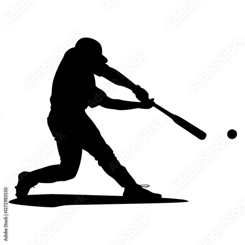 baseball player hit ball silhouette