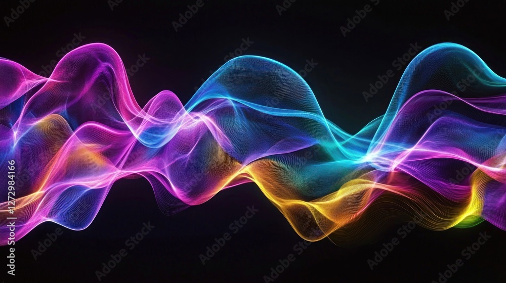 Abstract Colorful Wave, Vibrant Flowing Energy, Digital Art Abstract Colorful Wave, Vibrant Flowing Energy, Digital Art