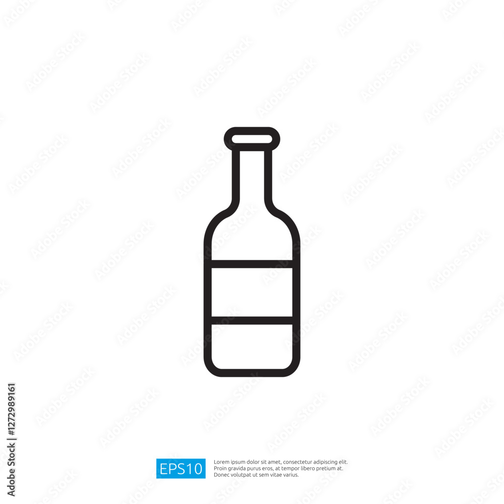 Empty Beverage Bottle Icon Line Art Design on White Background for Graphic and Commercial Use Empty Beverage Bottle Icon Line Art Design on White Background for Graphic and Commercial Use