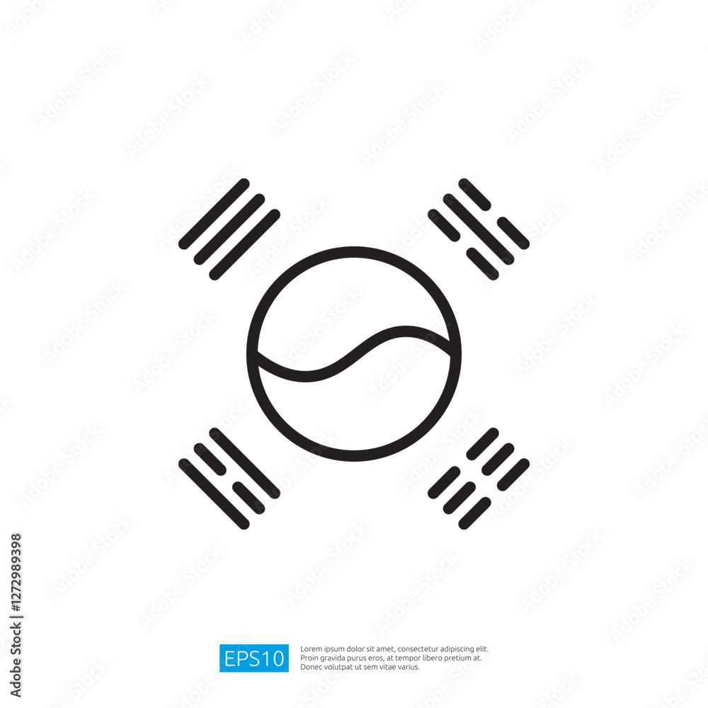 Abstract Icon Representing Sport And Fitness With Circular Shape And Wave Lines, Minimalist Symbol Design For Health And Activity Abstract Icon Representing Sport And Fitness With Circular Shape And Wave Lines, Minimalist Symbol Design For Health And Activity