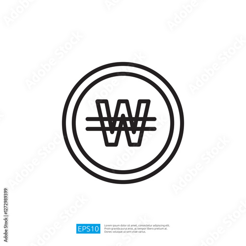 Currency Icon Representing South Korean Won Symbol with Monetary Value in Simplistic Design