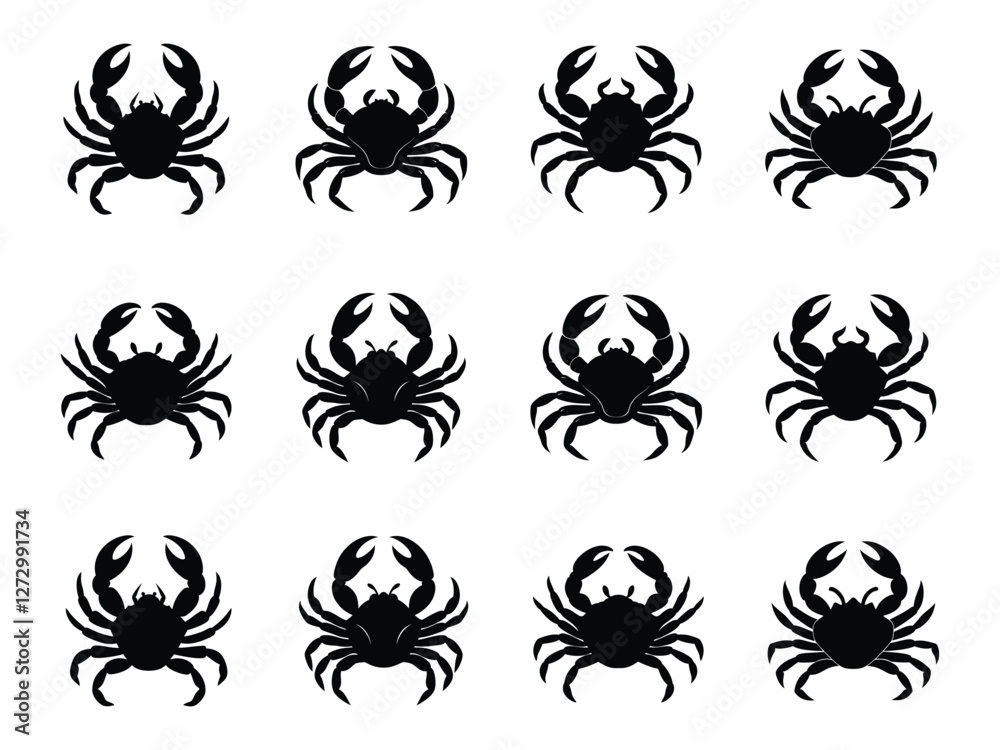 Obraz premium Silhouette crab big collection on white background 
