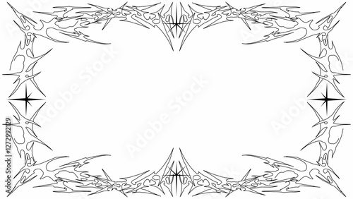 Neo Tribal frame vector with sharp, symmetrical, and gothic patterns. Perfect for dark-themed designs, tattoos, posters, and decorative elements