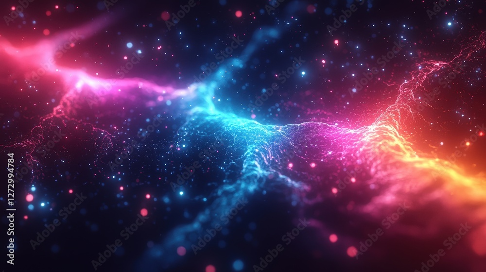 Obraz premium A vibrant and colorful cosmic space filled with shimmering stars and beautiful nebulas