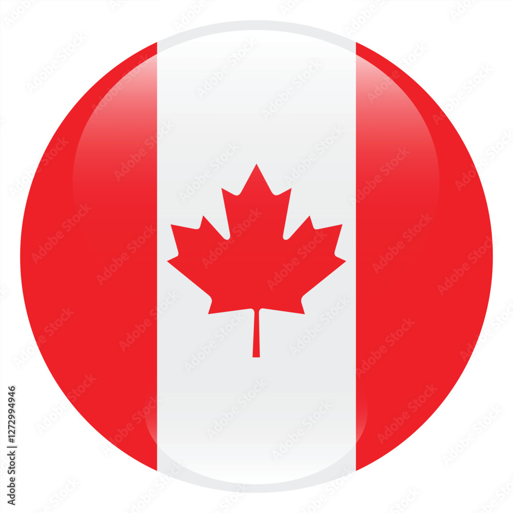 Obraz premium Canada circle flag logo icon digital vector illustration