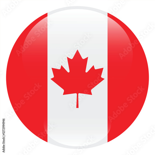 Canada circle flag logo icon digital vector illustration