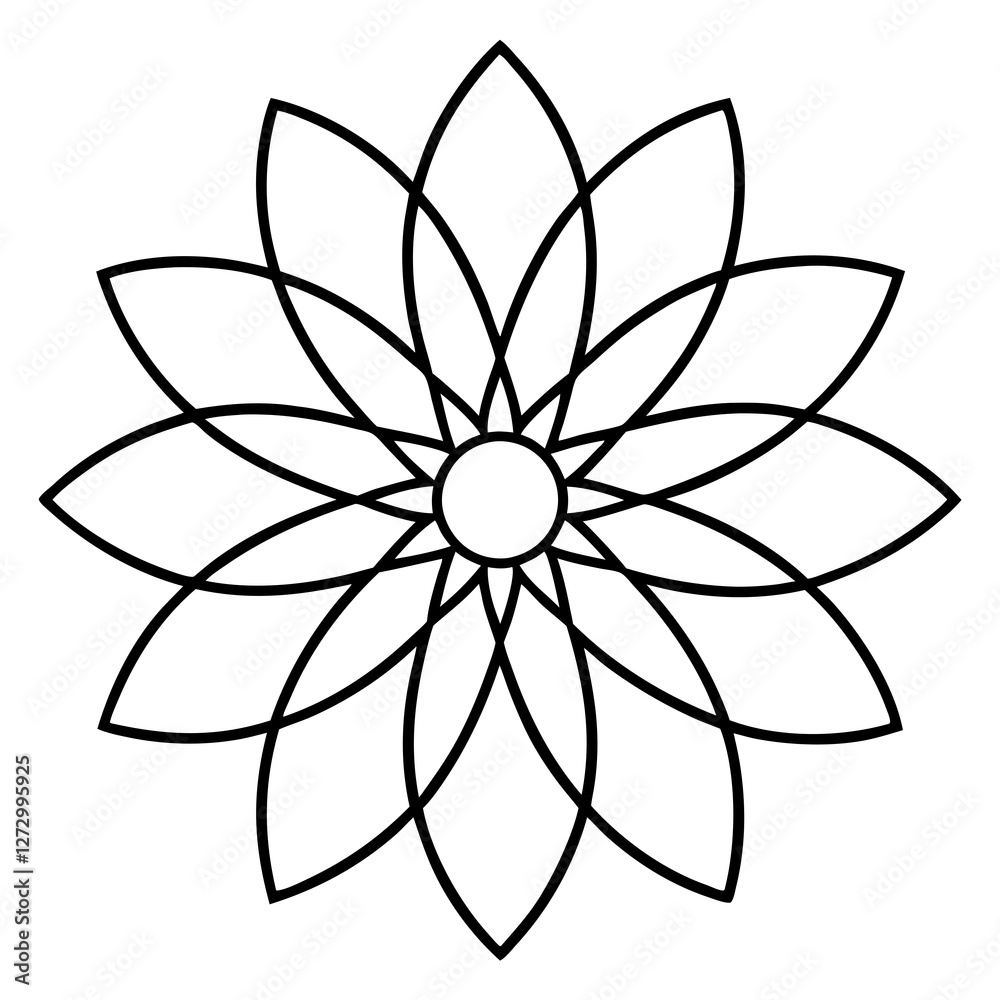 Elegant Cosmic Bloom Mandala Line Art Elegant Cosmic Bloom Mandala Line Art