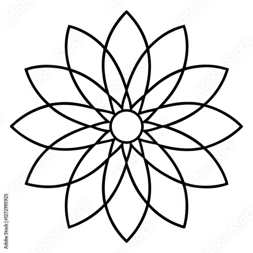 Elegant Cosmic Bloom Mandala Line Art