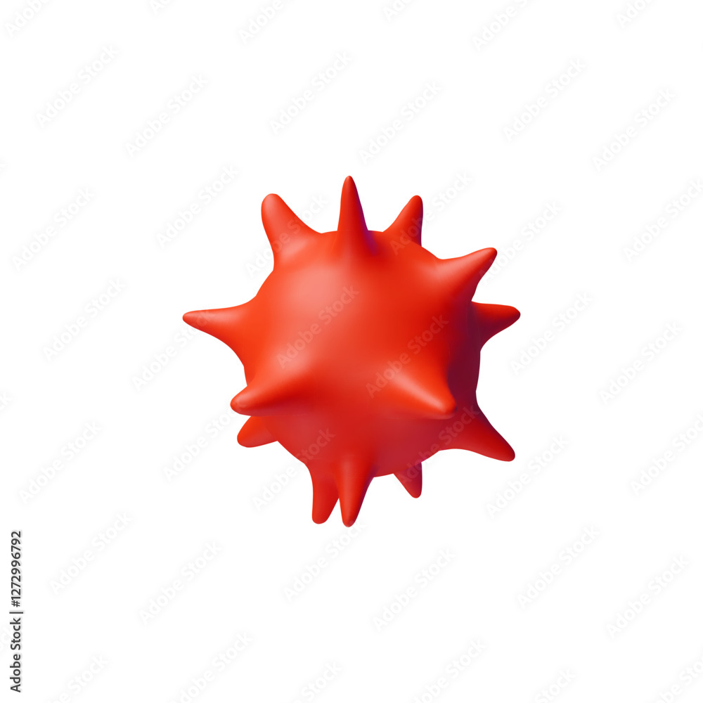 Virus 3D vector icon, red bacterium molecule, viral or germ cell, volume COVID or influenza infection, pathogen symbol Virus 3D vector icon, red bacterium molecule, viral or germ cell, volume COVID or influenza infection, pathogen symbol
