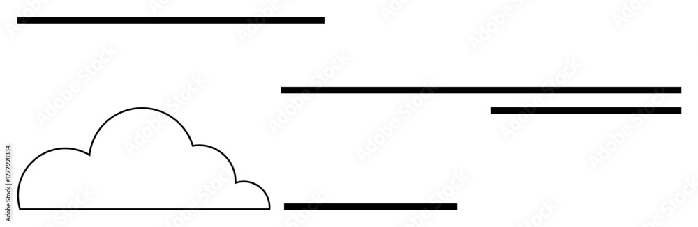 Cloud with bold horizontal lines suggesting wind, speed, movement, or flow dynamics. Ideal for concepts thumbs up weather, minimalism, motion, design, simplicity communication abstract line flat Cloud with bold horizontal lines suggesting wind, speed, movement, or flow dynamics. Ideal for concepts thumbs up weather, minimalism, motion, design, simplicity communication abstract line flat