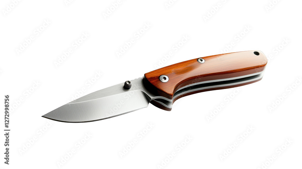 Rustic wooden handle knife on dark background, a classic kitchen essential for cutting and slicing Rustic wooden handle knife on dark background, a classic kitchen essential for cutting and slicing