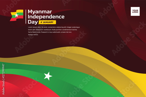 Myanmar flag background, Myanmar independence day 4th january