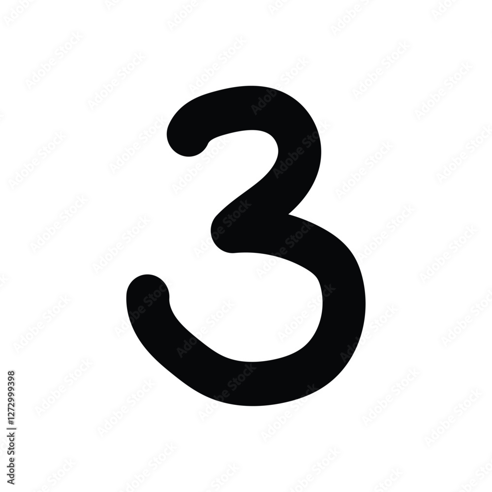 Black number 3 hand drawn sketch vector illustration, number 3 clip art, number three clip art Black number 3 hand drawn sketch vector illustration, number 3 clip art, number three clip art