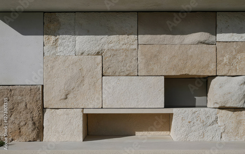 Beautiful architectural design featuring a textured stone wall in natural tones