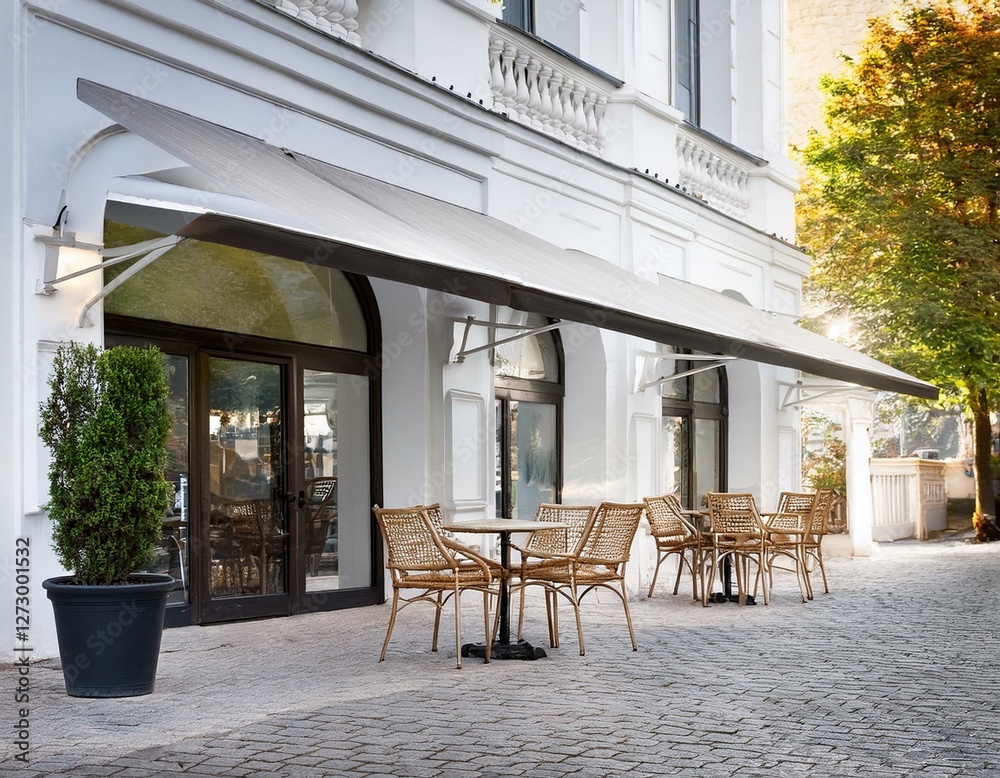 Fototapeta premium White cafe exterior