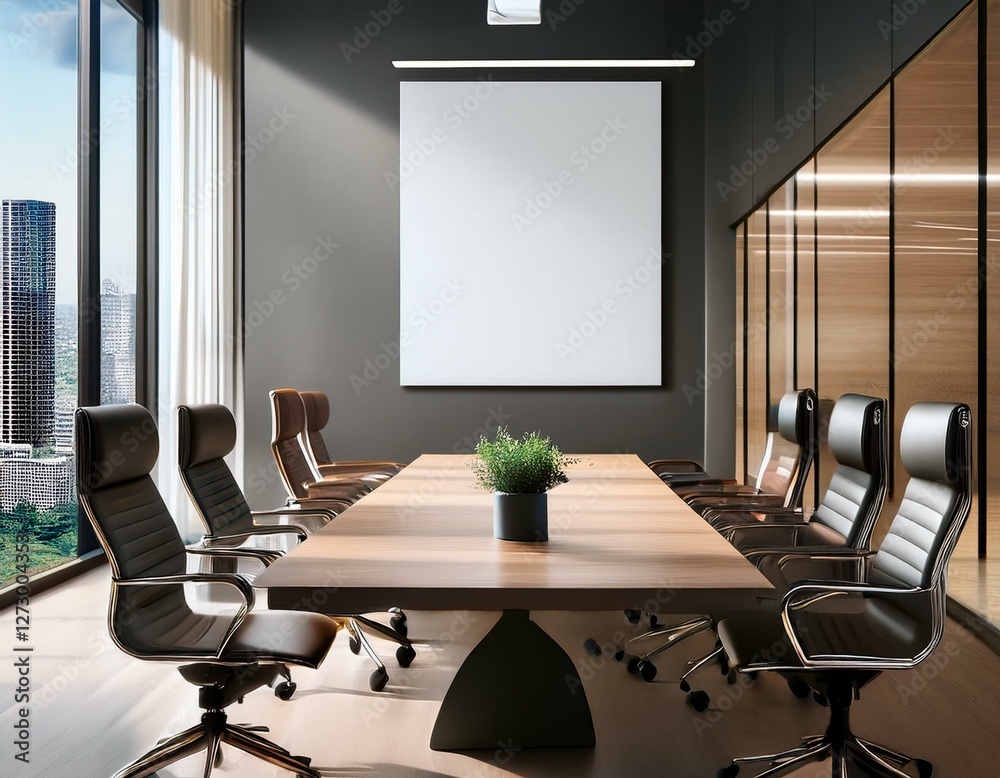 Office meeting room with mock up wall Office meeting room with mock up wall