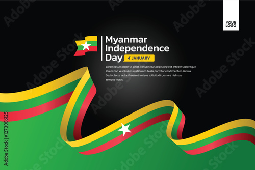 Myanmar flag background, Myanmar independence day 4th january