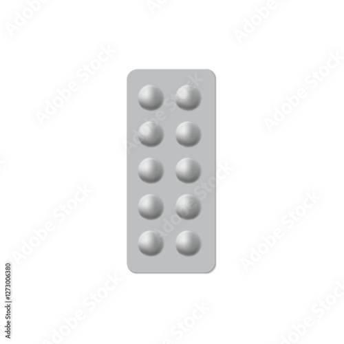 Pills blister pack, 3D vector realistic round shape tablet drugs medicine metallic package, pharmaceutical product