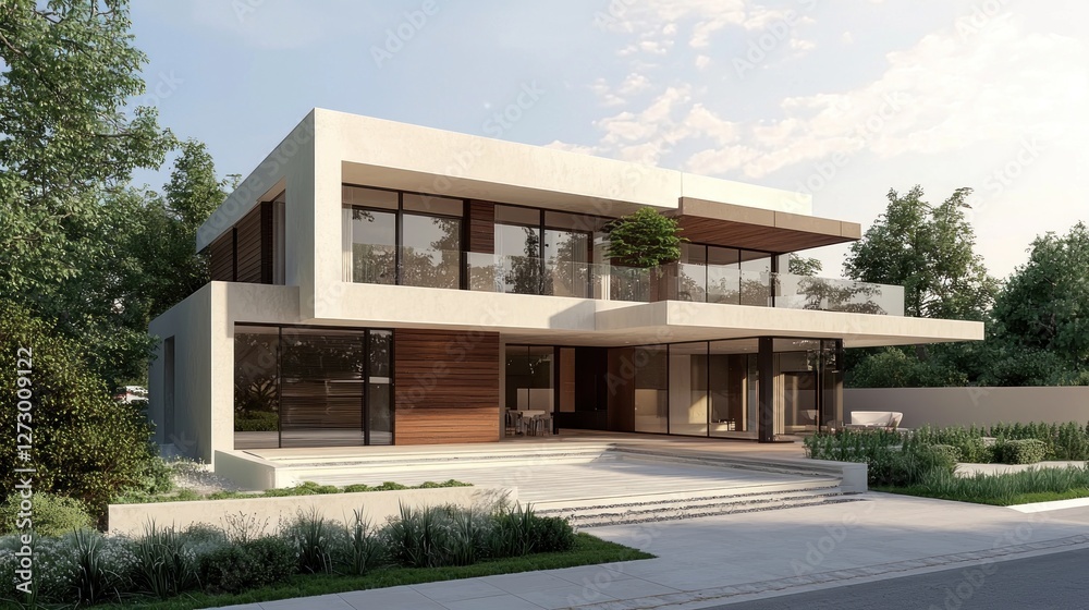Modern Two-Story House Design in Suburbs Modern Two-Story House Design in Suburbs