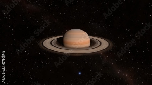 Realistic View of Saturn with Its Iconic Rings and Stunning Colors in Deep Space photo