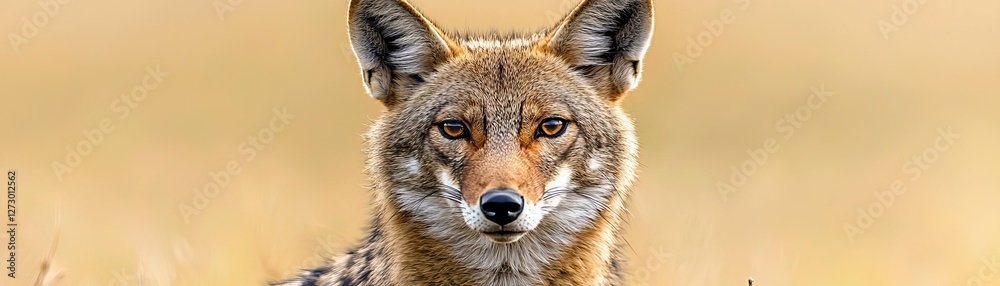 Fototapeta premium A close-up of a coyote showcasing its sharp features and alert gaze in the wild.