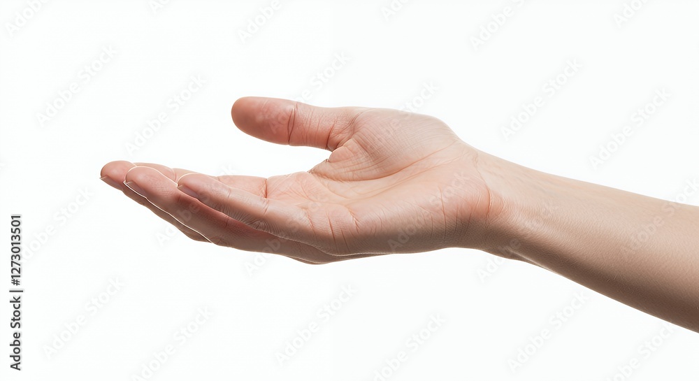 Open Hand Gesture on White Background Ready to Receive or Offer Open Hand Gesture on White Background Ready to Receive or Offer