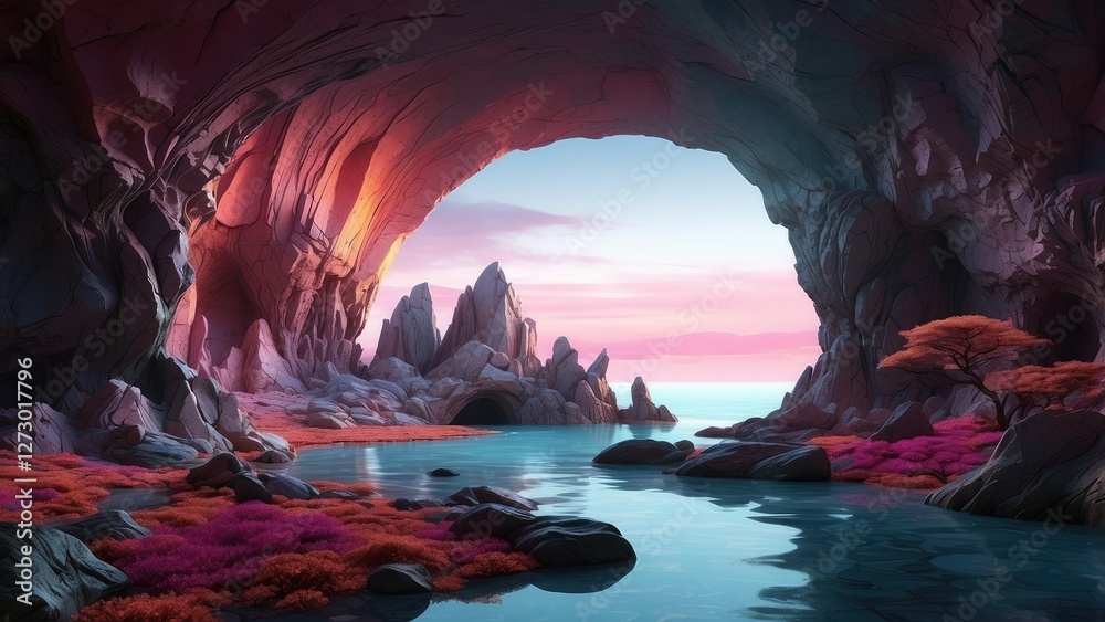 Bridge Over Serene River: A Captivating Digital Painting Bridge Over Serene River: A Captivating Digital Painting