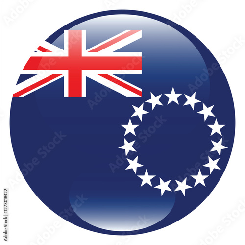 Cook Islands circle flag logo icon digital vector illustration