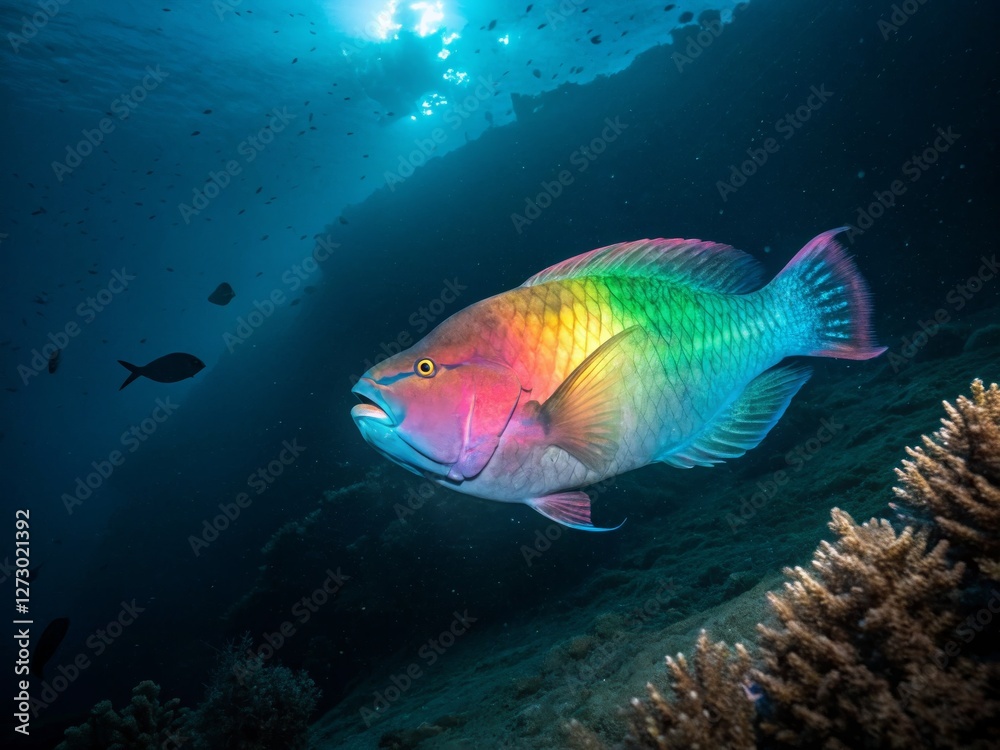 Fototapeta premium Colorful fish swimming in a vibrant underwater scene.