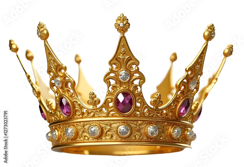 kings golden crown isolated on transparent background