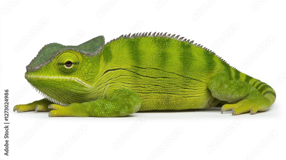 Fototapeta premium Lively green lizard tropical habitat wildlife photography natural environment side view colorful reptile concept