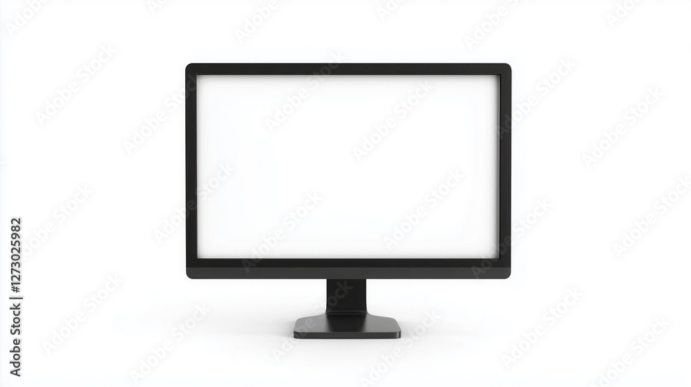 a computer monitor with a blank white screen, on a white background. a computer monitor with a blank white screen, on a white background.