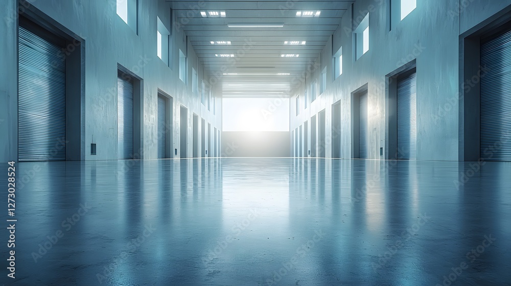 custom made wallpaper toronto digitalModern Industrial Warehouse Interior with Rolling Doors and Polished Concrete Floor