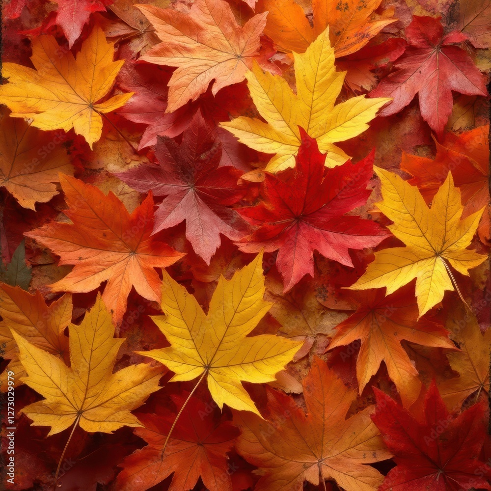 A vibrant background of crisp autumn leaves in rich shades of red, orange, and yellow A vibrant background of crisp autumn leaves in rich shades of red, orange, and yellow