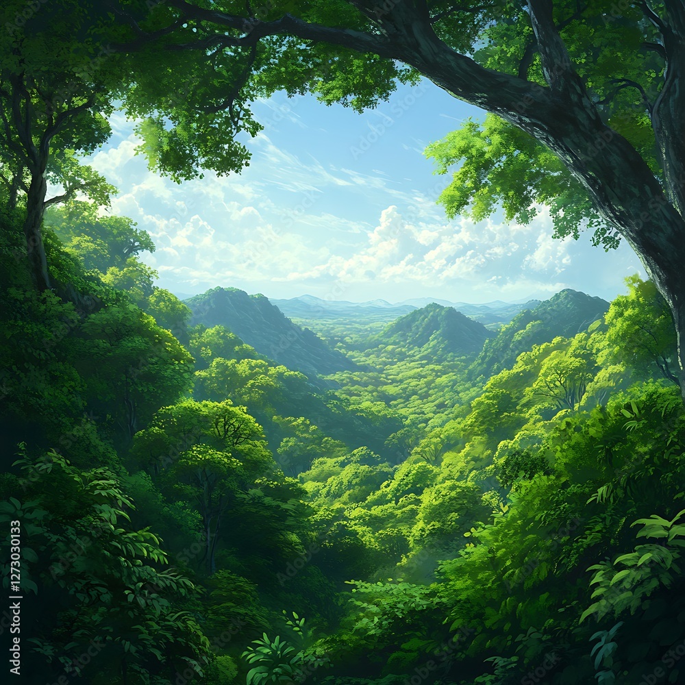Fototapeta premium glowing forest leaves under soft natural light image