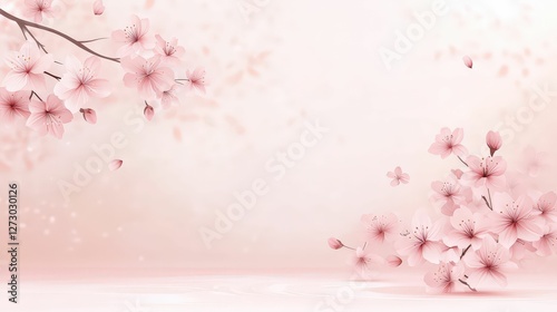 Sakura garden serenity flowing streams and petals in tranquil nature landscape photo