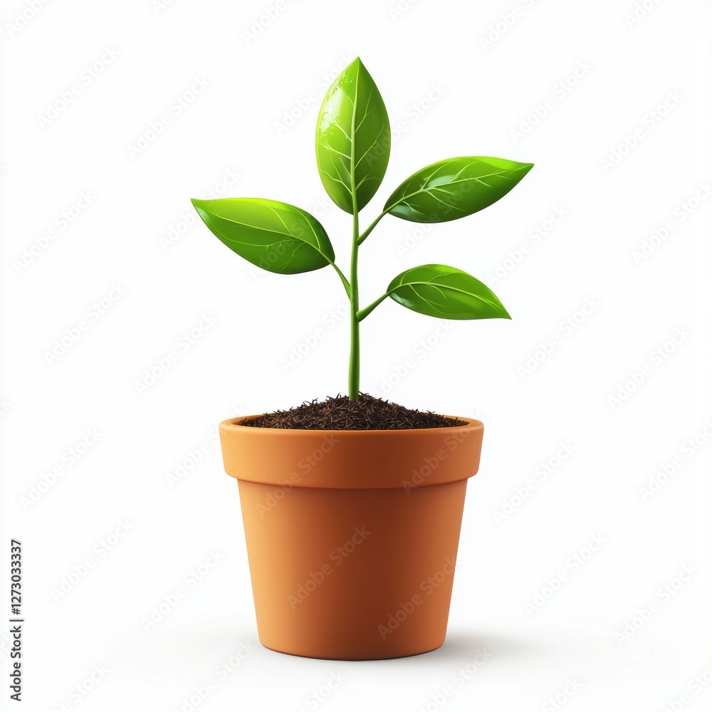 Seedling growing in a biodegradable pot isolated on white background Seedling growing in a biodegradable pot isolated on white background