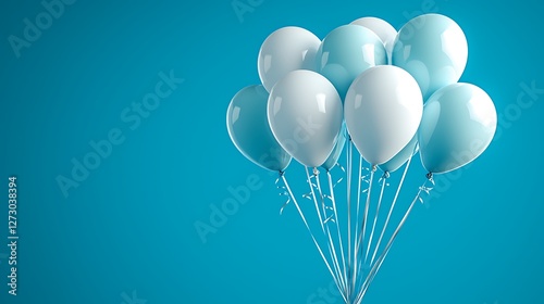 Wallpaper Mural Blue and white balloons float against a blue background, celebration concept Torontodigital.ca