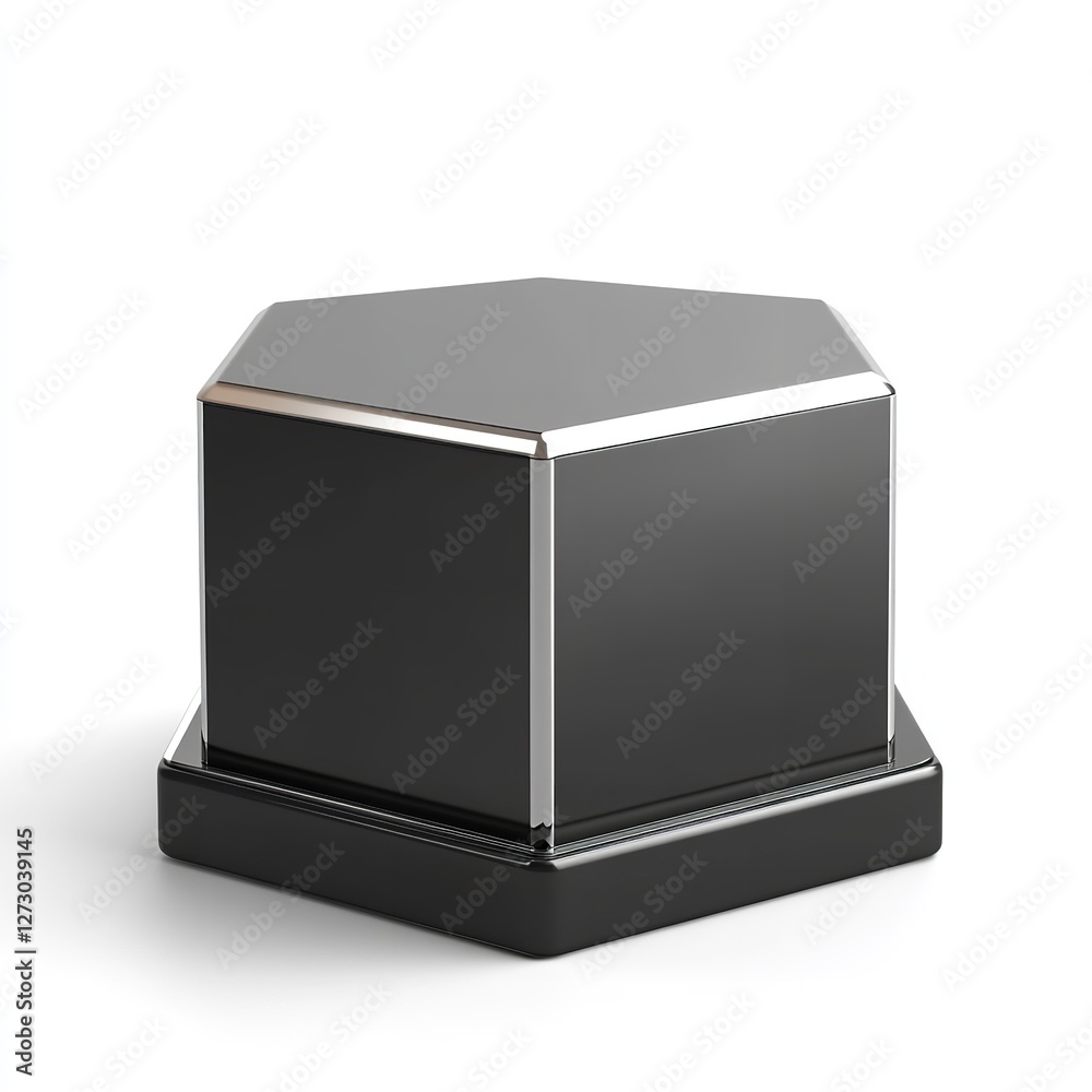 Black and Silver Perpetual Trophy Base: A Square, Black Pedestal with a Silver Top and a Smaller Square Base, Isolated on a White Background, Designed to Hold a Perpetual Trophy or Award. Black and Silver Perpetual Trophy Base: A Square, Black Pedestal with a Silver Top and a Smaller Square Base, Isolated on a White Background, Designed to Hold a Perpetual Trophy or Award.