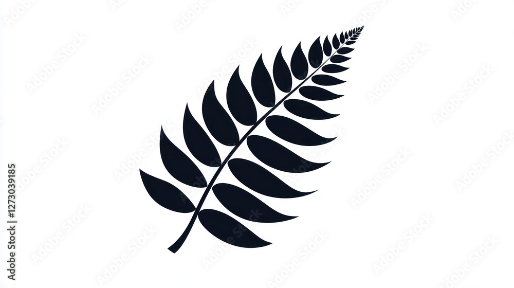 Fototapeta premium Silver fern leaf, isolated, white background, nature symbol