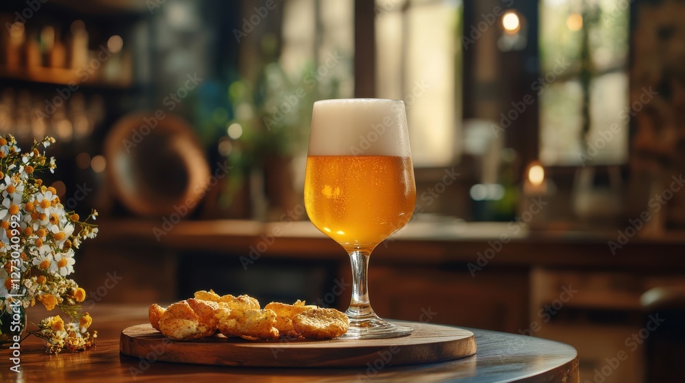 Cold beer with roasted peanuts, on wooden table, Still Life style Cold beer with roasted peanuts, on wooden table, Still Life style