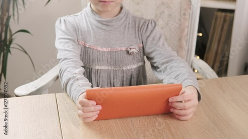 Child opening wallet full euro banknotes money on wooden table, finances, savings, and early financial awareness, Childhood curiosity, money management