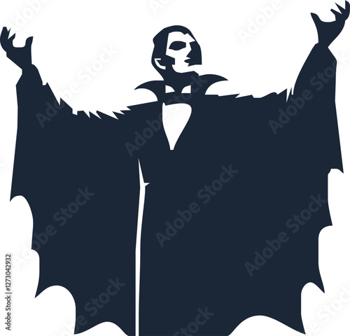 Dracula silhouette vector, Halloween devil in black and white.