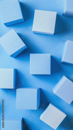 Wallpaper Mural Abstract arrangement of blue geometric cubes on minimal background surreal composition modern style Torontodigital.ca