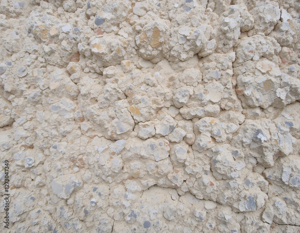 Natural Rock Texture. A Close-Up View of Eroded Sedimentary Rock. Earthy Tones. Beige, Cream, and Gray Shades. Cracked Surface. Rugged. Minerals. Geological Formation. Stone Background. Nature's Art. Natural Rock Texture. A Close-Up View of Eroded Sedimentary Rock. Earthy Tones. Beige, Cream, and Gray Shades. Cracked Surface. Rugged. Minerals. Geological Formation. Stone Background. Nature's Art.