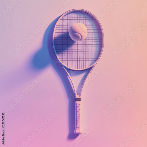 tennis racket and ball modern pastel sports equipment