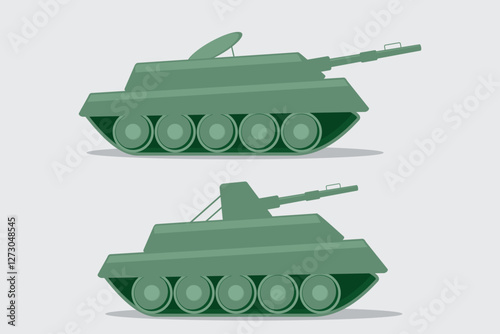 Vector illustration of a tank vehicle. Military armor vehicle for warfare