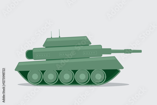 Vector illustration of a tank vehicle. Military armor vehicle for warfare